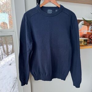 Arrow Navy Blue Cotton Crewneck Sweater Dressy Formal Business Casual Medium